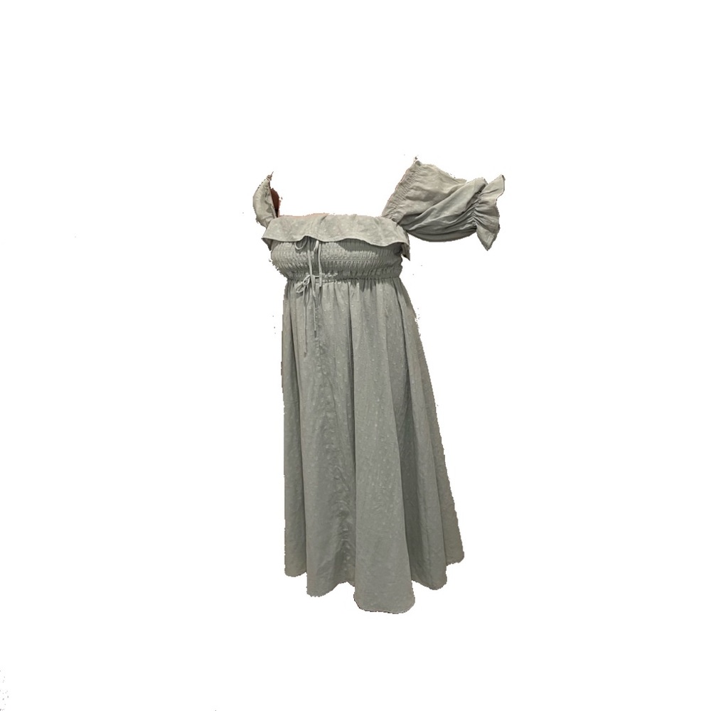 R.Vivimos Seafoam Half Sleeve Square Neck Summer Maxi Dress